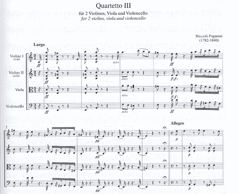 Paganini, Niccolo: String Quartet No. 3