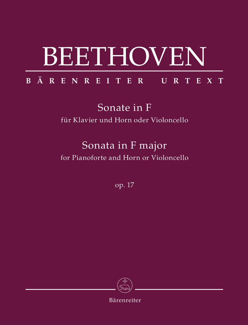 Beethoven, Ludwig van (Del Mar): Sonata for Pianoforte and Horn or Violoncello in F major op. 17, Barenreiter Urtext