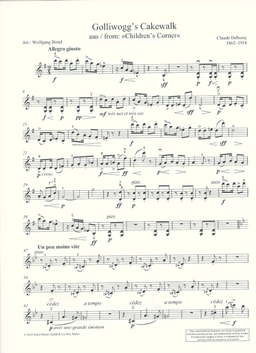 Debussy, C. (Birtel): Golliwogg's Cakewalk from Children's Corner (violin, and piano)