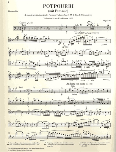 Hummel, J.N. (Gertsch/Steiner, ed.): Potpourri Op.95, ''Fantasy'', urtext (cello and piano)