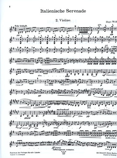 Wolf, Hugo: Italian Serenade in G major (string quartet) set of parts