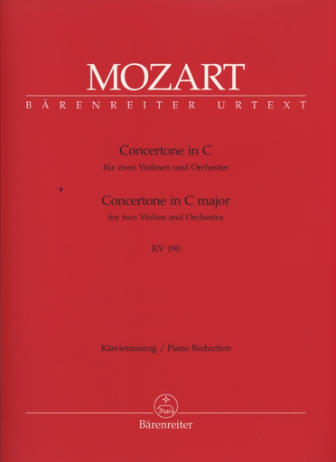 Mozart, W.A.: Concertone in c (2 Violins & Piano) Barenreiter