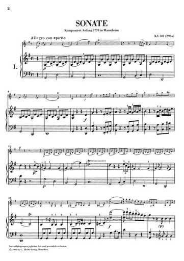 Mozart, W.A. (Seiffert, ed.): Sonatas, Vol. 1, urtext (violin and piano)