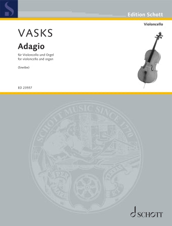 Vasks, Peteris (Sneibe): Adagio from Concerto No. 2 for Cello and String Orchestra (reduction for cello and organ) Schott