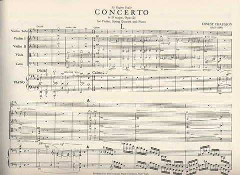 Chausson, Ernest: Concerto in D major, Op. 21 for Violin, Piano and String Quartet