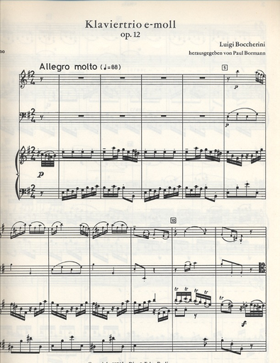 Boccherini, L.: Piano Trio in E minor Op.12 (violin, Cello, Piano)