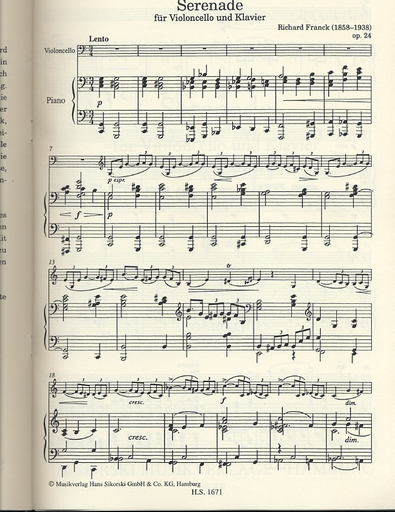 Franck, Richard: Serenade, Op. 24 (cello & piano)