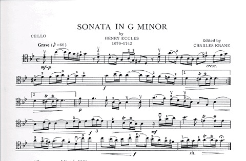 Eccles (Krane): Sonata in G minor (cello & piano)