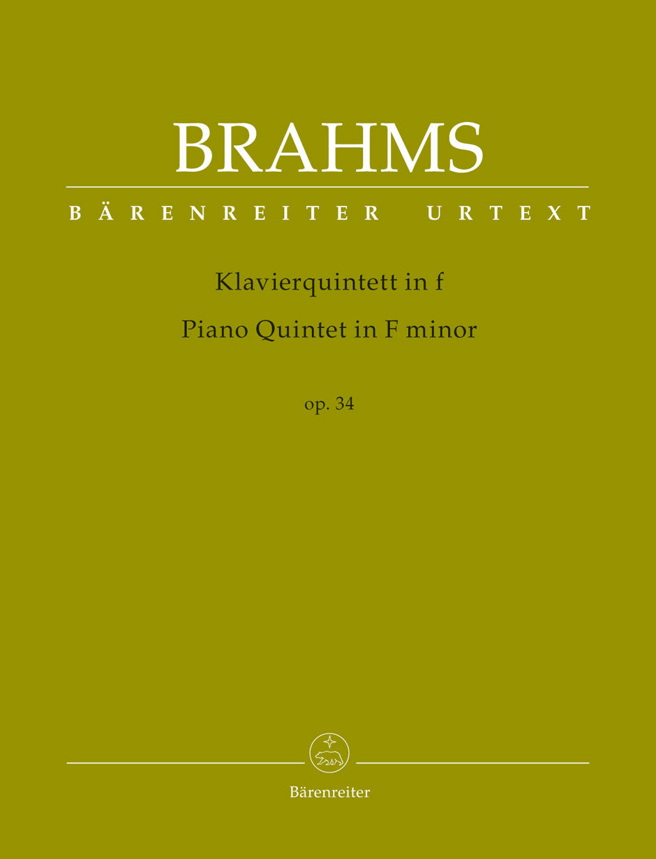 Brahms: Piano quintet in F minor Op.34 - URTEXT (violin, violin, viola, cello & piano) Barenreiter