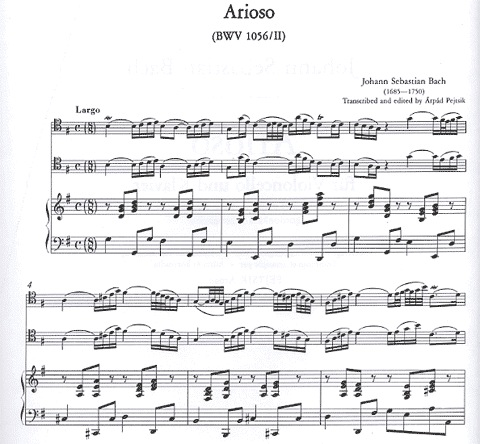 Bach, J.S. (Pejtsik): Arioso (cello & piano), Edito Musica Budapest