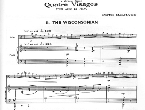 Milhaud, Darius: 4 Visages-The Wisconsonian (Viola and Piano)