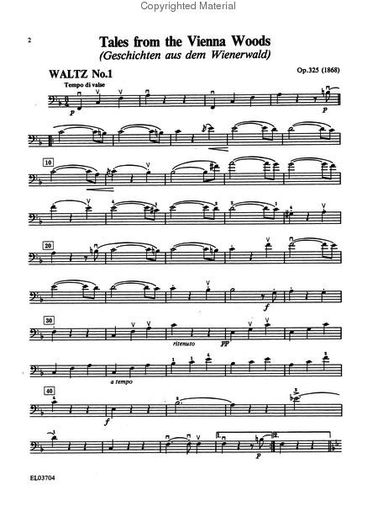 Strauss, J. Jr.: Waltzes for String Quartet or String Orchestra (cello)