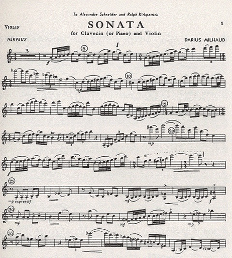 Milhaud, Darius: Sonata (violin & piano)