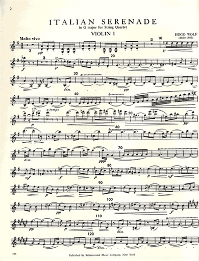 Wolf, Hugo: Italian Serenade in G major (string quartet) set of parts