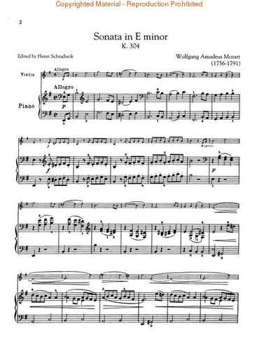 Mozart, W.A.: Sonata in E minor K.304 (violin & piano)