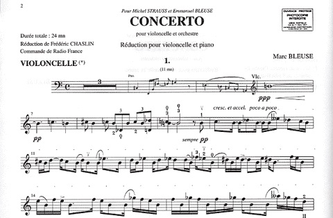 Bleuse, Marc: Concerto for Cello & Orchestra (cello & piano)