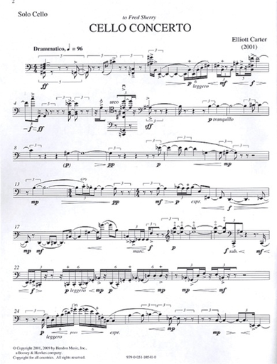 Carter, E.: Cello Concerto (cello & piano)