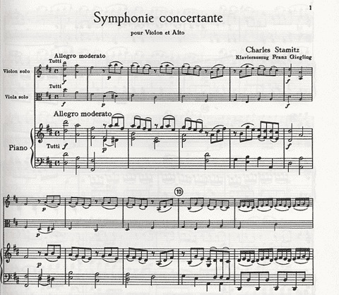 Stamitz, Charles: Symphonie concertante in D Major for Violin & Viola (piano acc)