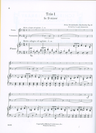 Mendelssohn, Felix: Trio in D Minor (piano, Violin & cello)