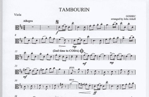 Gossec: Tambourin (viola & piano)