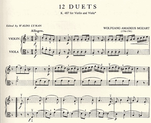 Mozart (Lyman): 12 Easy Duets K.487 (Violin & Viola) IMC