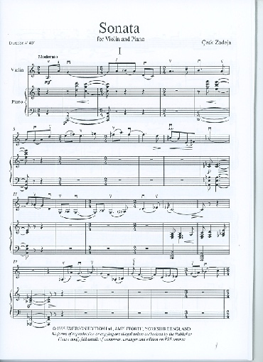 Zadeja, Cesk: Sonata (violin & piano)