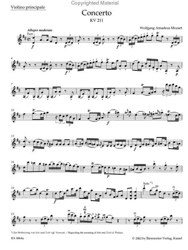 Mozart, W.A. (Mahling): Concerto No. 2 in D, KV 211 (violin/piano) Barenreiter Urtext