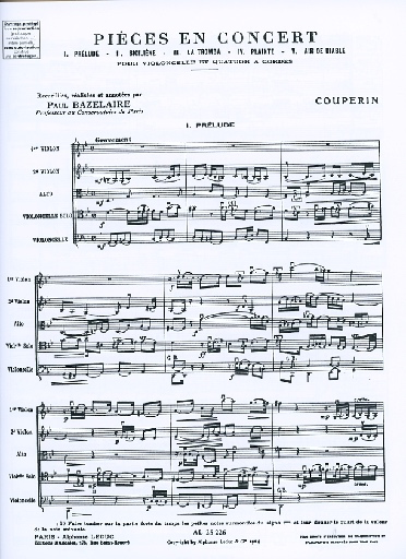 Couperin (Bazelaire): Pieces en Concert (cello and string quartet)
