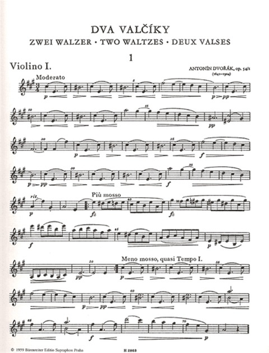 Dvorak, Antonin: Two Waltzes Op. 54 No. 1 in A, No. 4 in D-flat (String Quartet), Barenreiter