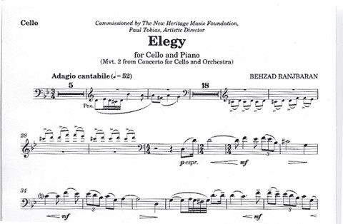 Ranjbaran, Behzad: Elegy for Cello and Piano