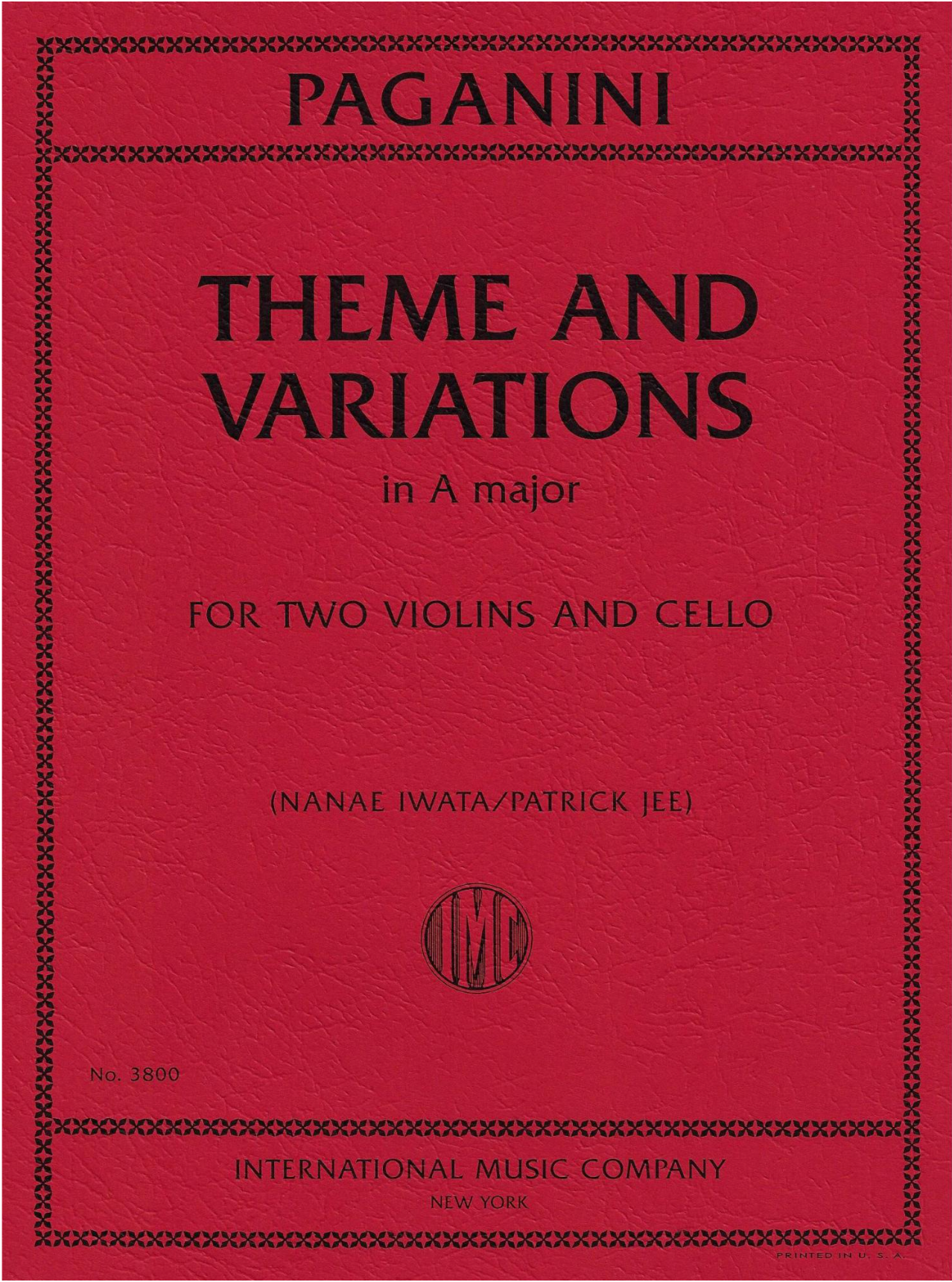 Paganini (Jee, Iwata): Theme and Variations in A Major (two violins and cello) IMC