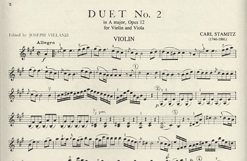 Stamitz, C. : Duet No.2 in A major, Op.12 (Violin & Viola)