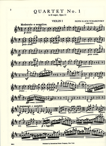 Tchaikovsky, P.I.: Quartet No.1 in D Major Op.11 (string quartet)
