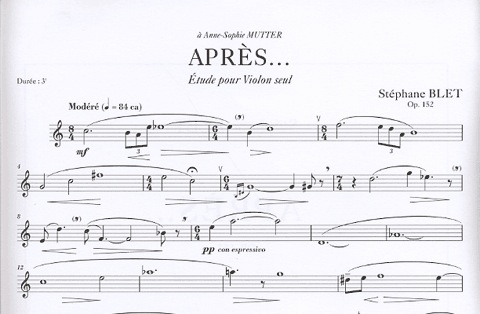 Blet, Stephane: Apres...Op.152 (violin solo)
