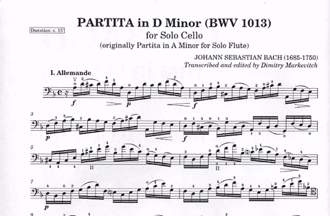 Bach, J.S. (Markevitch): Partita in D minor, BWV1013 - TRANSCRIBED (cello) Theodore Presser