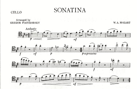 Mozart (Piatigorsky): Sonatina for cello & piano