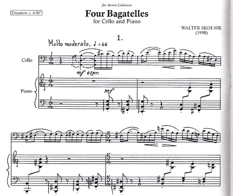 Skolnik, Walter: Four Bagatelles (cello & piano)