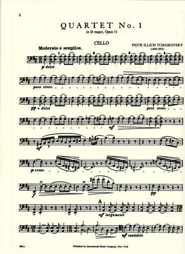Tchaikovsky, P.I.: Quartet No.1 in D Major Op.11 (string quartet)