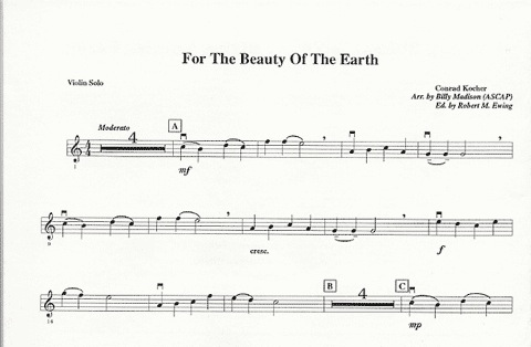 Madison, Billy: For The Beauty of the Earth (violin & piano)