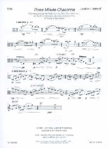 Leshnoff, Jonathan: Three Minute Chaconne (viola)