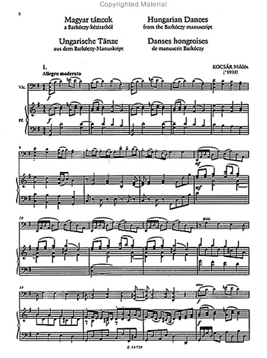 Kocsar, Miklos: Hungarian Dances (Cello & Piano)