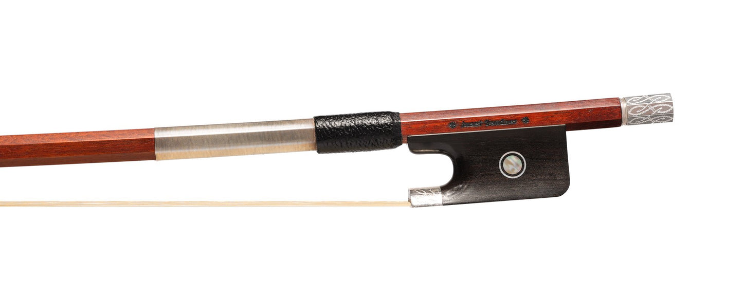 * Josef Sandner * engraved silver viola bow, octagonal Pernambuco stick, 70.6 grams, GERMANY