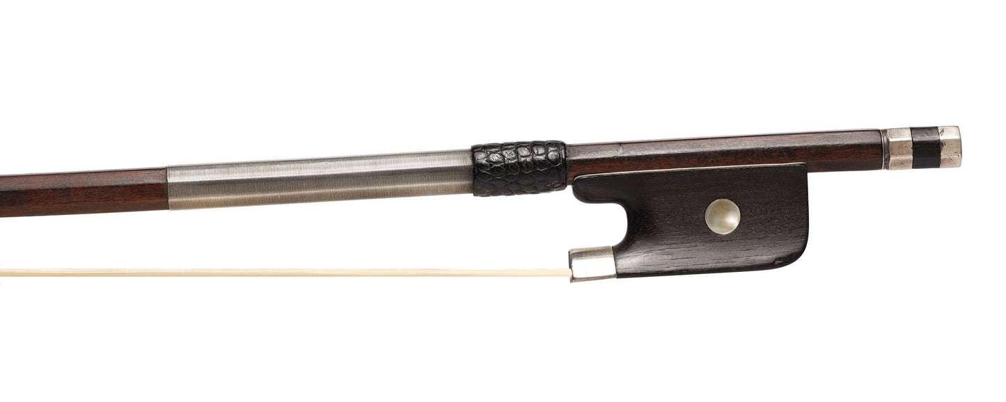 Albert MASTERMAN cello bow, ebony and silver, Los Angeles, USA, circa 1937