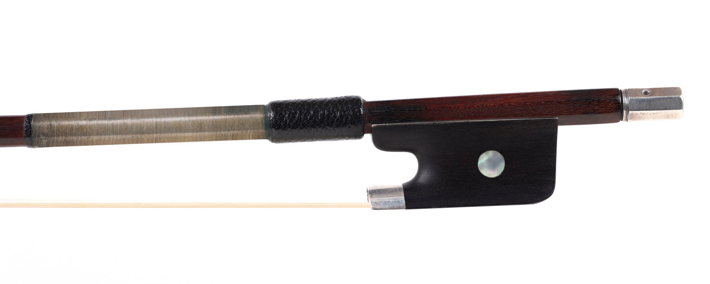 Pique pernambuco violin bow, silver-mounted, 57g, early 20th century, GERMANY