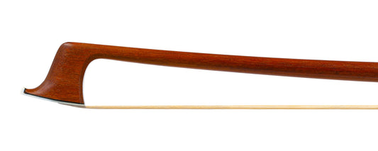 *W.E. Dörfler*** violin bow, dark round Pernambuco stick, ebony & silver mounted frog, Parisian eyes, fancy button, 61 g. GERMANY