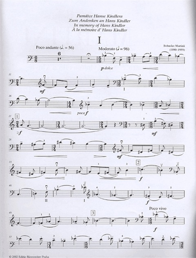 Martinu, Bohuslav: Sonate fur Violoncello und Klavier (Sonata for Cello and Piano) Nr. 3, Barenreiter