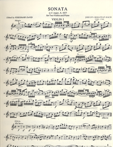 Bach, J.S. (Ferdinand David): Sonata in C Major, S.1037 (two violins, and piano)