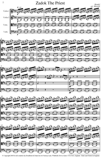 Handel, G.F. (Martelli) : Zadok The Priest (string quartet)