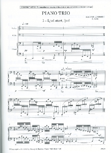 Lindberg, M.: Piano Trio (violin, cello, piano)