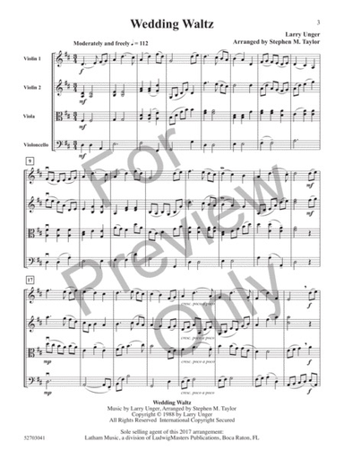 Unger, L (Taylor): Wedding Waltz (string quartet) Latham